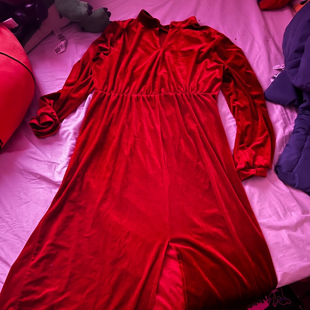 Red Velour/velvet maxi dress